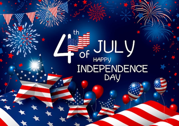 Vetor eua 4 de julho feliz dia da independência.