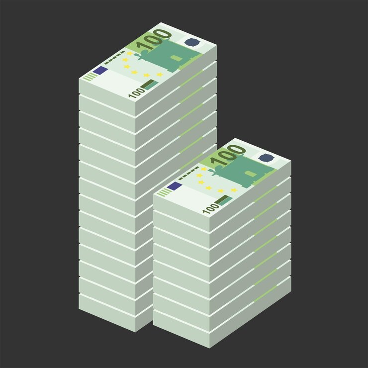 Euro Ilustração vetorial Europa conjunto de dinheiro notas de pacote Dinheiro de papel 100 EUR