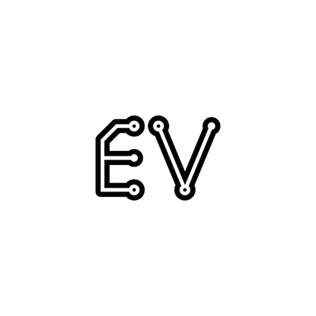 Vetor ev monograma logotipo design letra texto nome símbolo logotipo monocromático alfabeto personagem logotipo simples