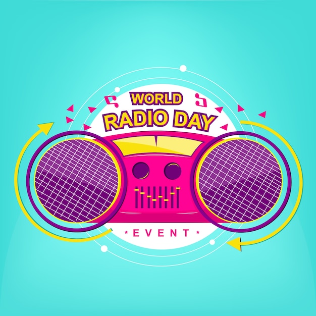 Evento de logotipo de rádio com cor pop moderna