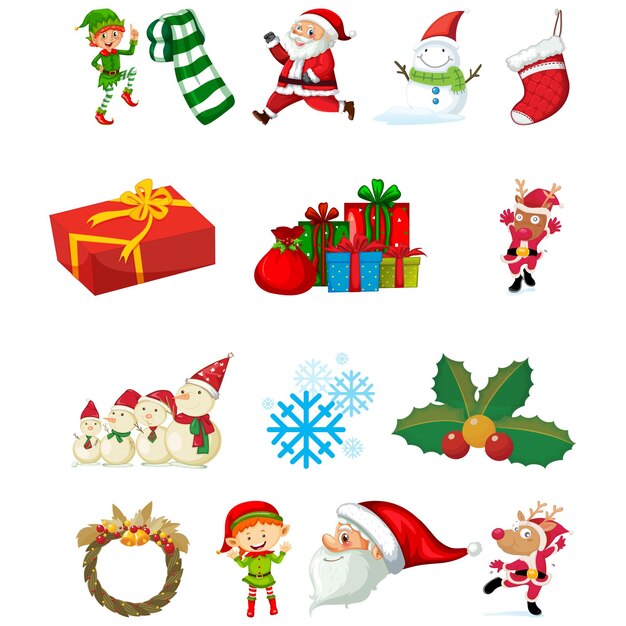 Evento Festivo de Natal e Icônico de Festa Colecção de Elementos Clipart