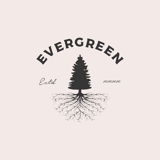 Evergreen root badge badge design ilustração