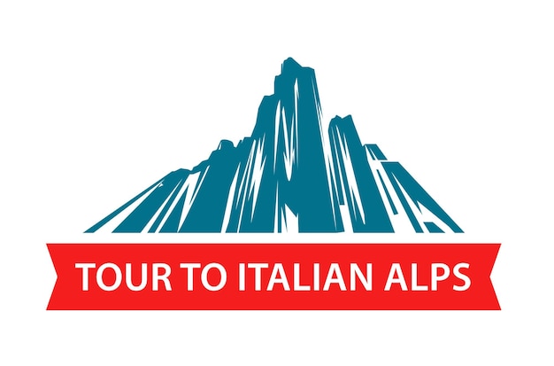 Excursão ao logotipo dos alpes italianos para caminhadas nas montanhas ilustração vetorial para empresa de viagens