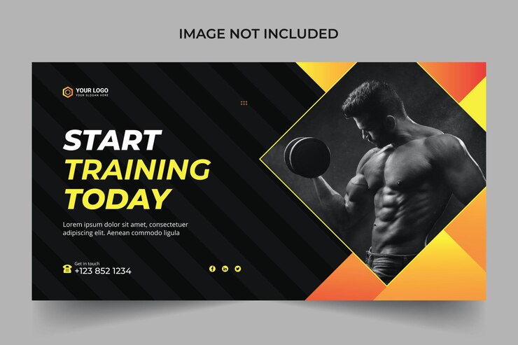 Exercício de fitness e ginásio capa de linha de tempo do Facebook ou modelo de banner da web de mídia social