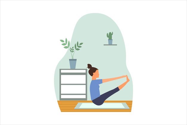 Exercício de ioga Ilustração de design plano