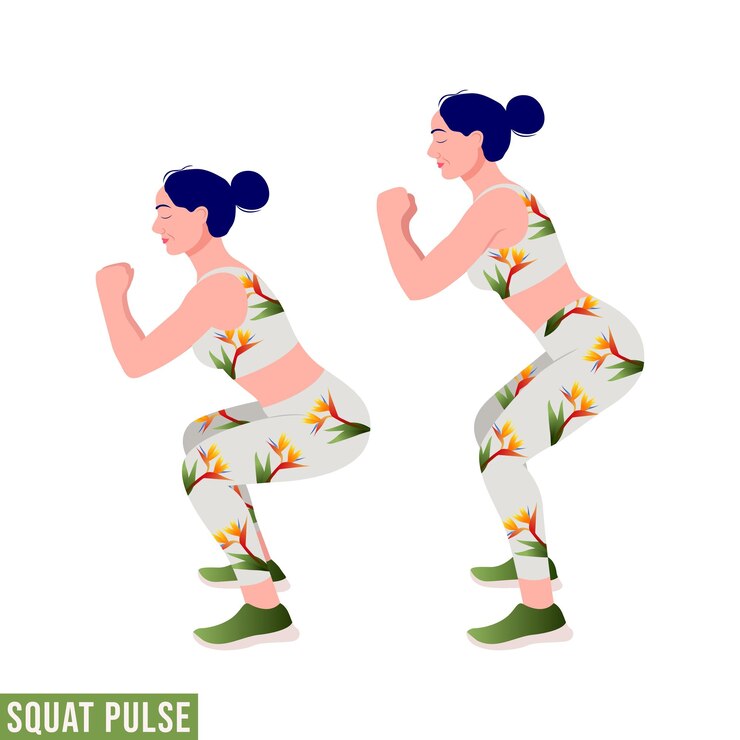 Vetor exercício de pulso de agachamento mulher treino fitness aeróbico e exercícios