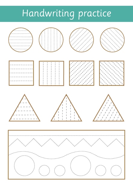 Folha de prática de caligrafia planilha para impressão de jogos educativos  para crianças para crianças planilha de atividades pré-escolares para  imprimir aprendendo a escrever praticando habilidades motoras finas trace  as linhasvector