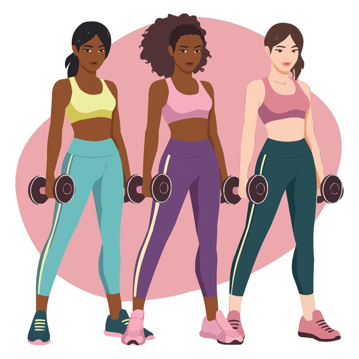 Vetor exercício fit para mulheres