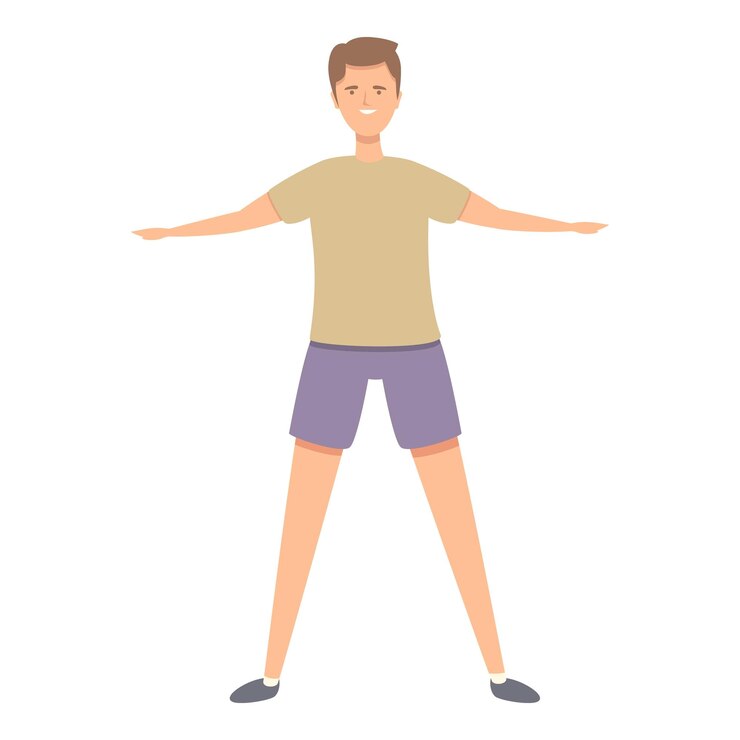 Vetor exercício, ícone, desenho animado, vetorial, esporte, criança, treino ativo