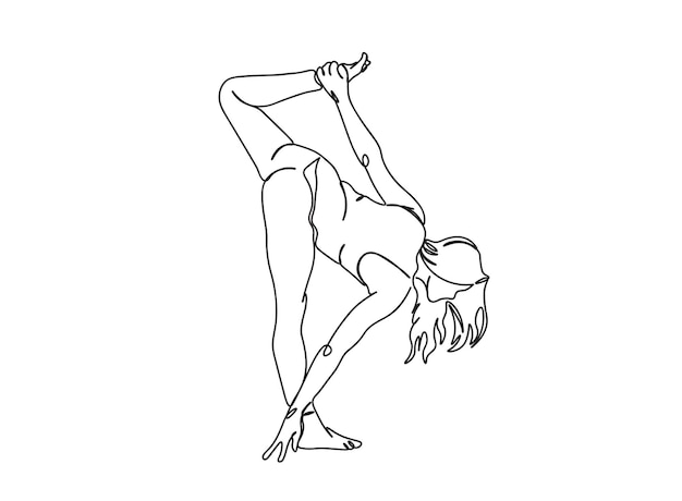 Exercitando Girl, Fitness desenho de arte de linha única continua a ilustração vetorial de linha