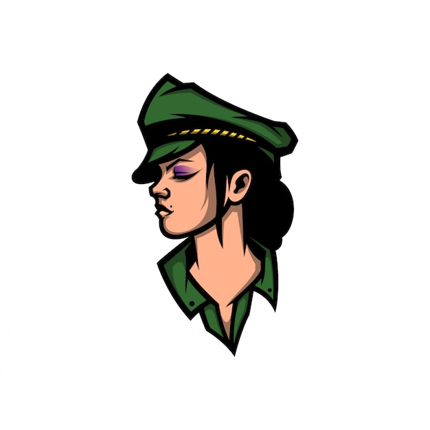 Exército de mulheres de mascote de logotipo