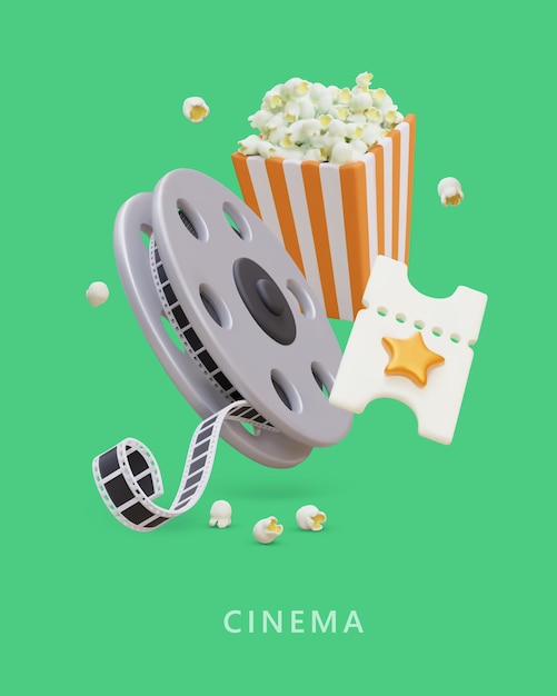 Exibição de filmes vintage Modelo vertical comercial Anúncio de evento