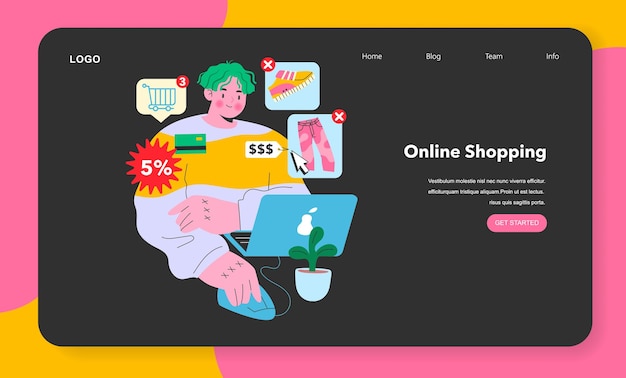 Experiência de compras on-line um adolescente navega no comércio eletrônico avaliando ofertas e descontos compras digitais
