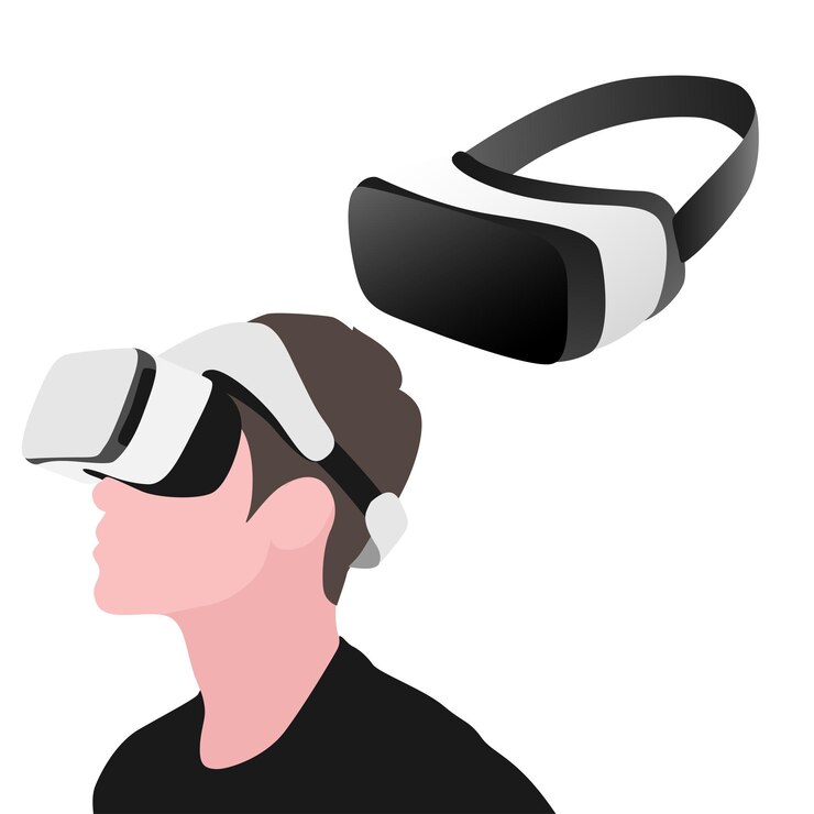 Vetor experiência em tecnologia de fones de ouvido de realidade virtual avançados