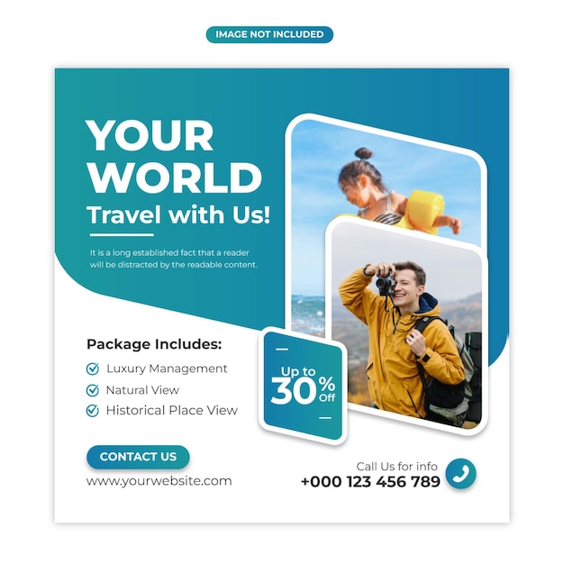 explorar viagens férias mídias sociais instagram modelo de banner de postagem