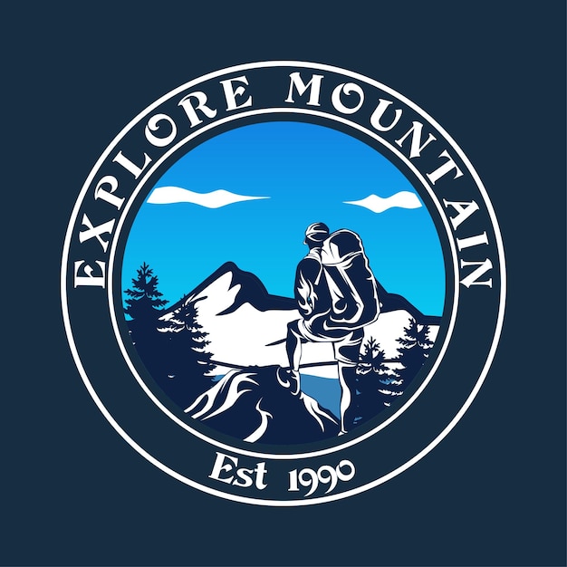 Explore mountain vintage emblem logo vector