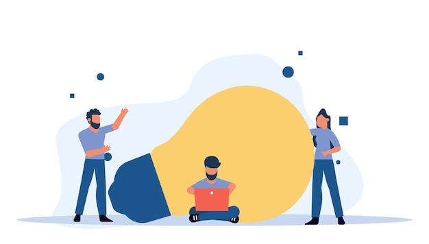 Explore nossa ideia criativa isolada com ilustração vetorial de empresário mostrando o desenvolvimento