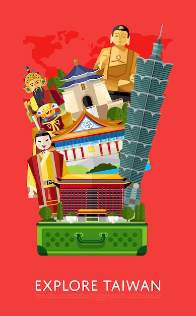Explore o banner de taiwan com atrações famosas