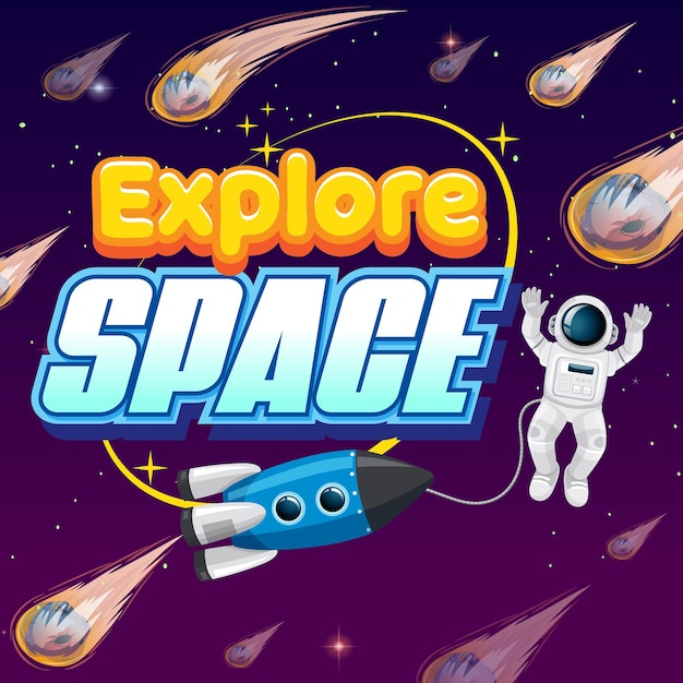 Explore o design do pôster do Espaço com um astronauta na galáxia