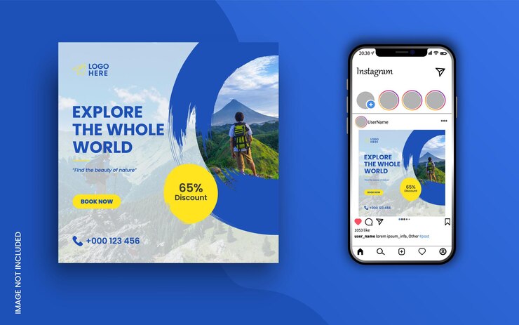 Explore o modelo de banner de mídia social de viagem mundial