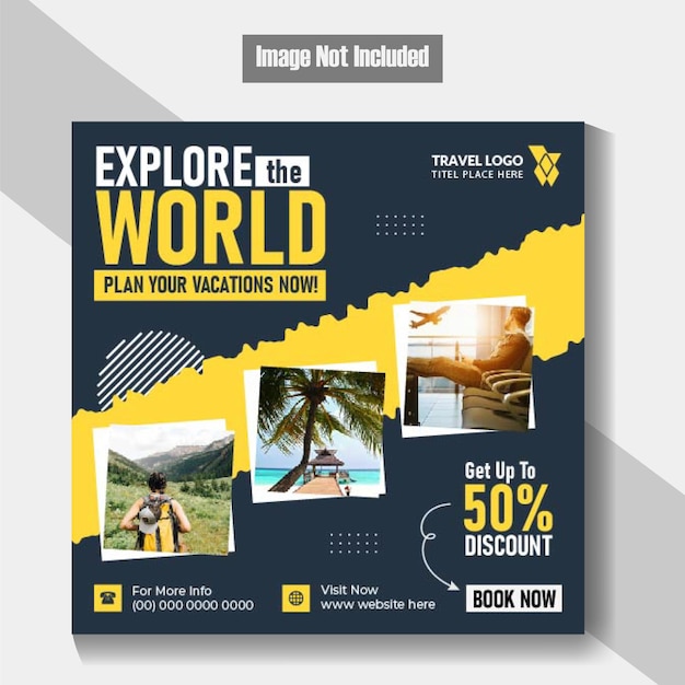 Explore o mundo e a agência de viagens modelo de postagem de mídia social