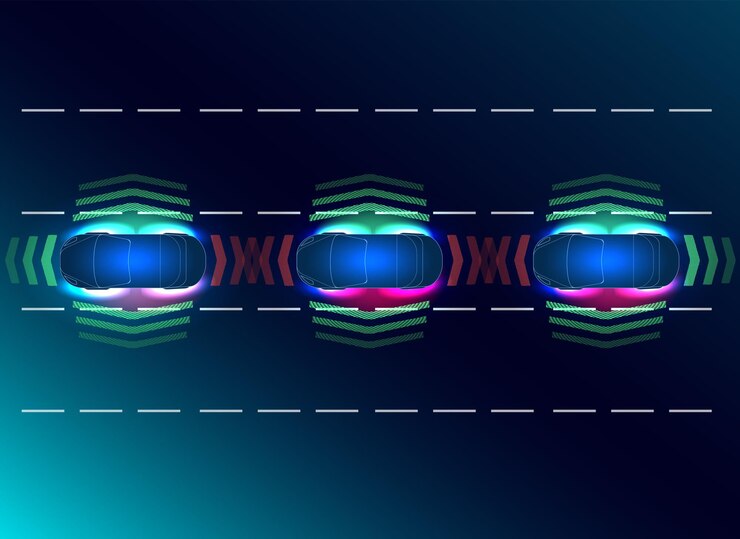 Vetor explore uma interface de carro de alta tecnologia exibindo diagnósticos e análises avançados em um design elegante