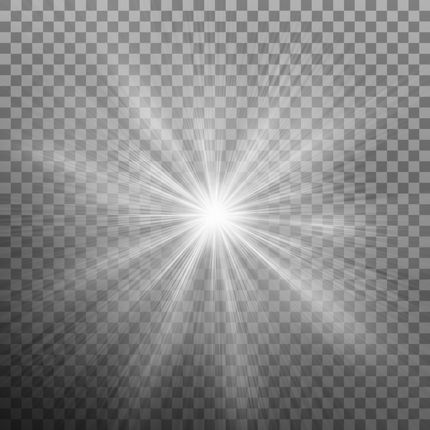 Explosão branca explosão de luz brilhante. fundo transparente apenas em