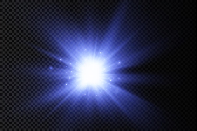 Explosão de luz azul brilhante brilho estrela brilhante raios solares efeito de luz clarão da luz do sol