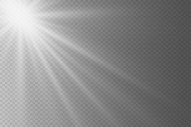 Explosão de luz brilhante branca e explosão estelar Efeito com raios e explosões