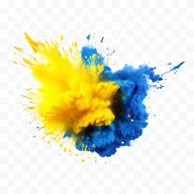 Vetor explosão de pó abstrato azul e amarelo