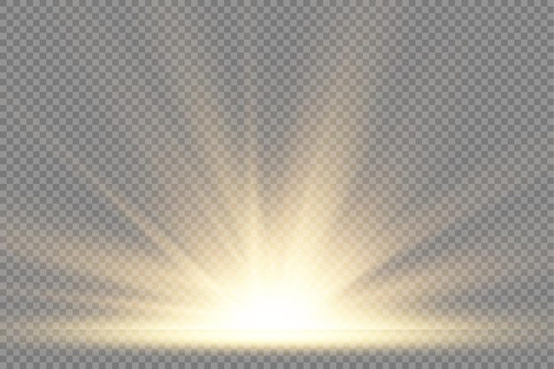 Explosão do sol amarelo brilho luzes raios de sol brilham efeito especial magia brilhos estrela dourada