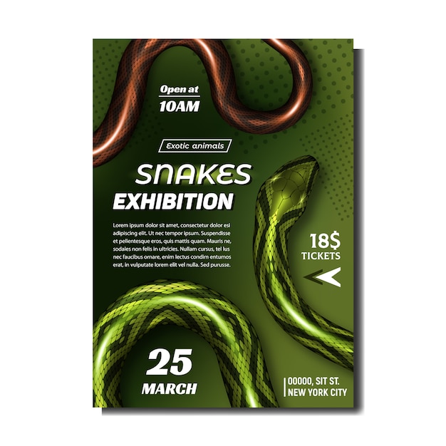 Exposição de cobras tropicais anuncie banner