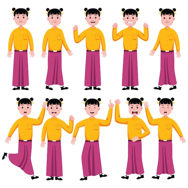 Expressão de caracteres de estudantes chinesas