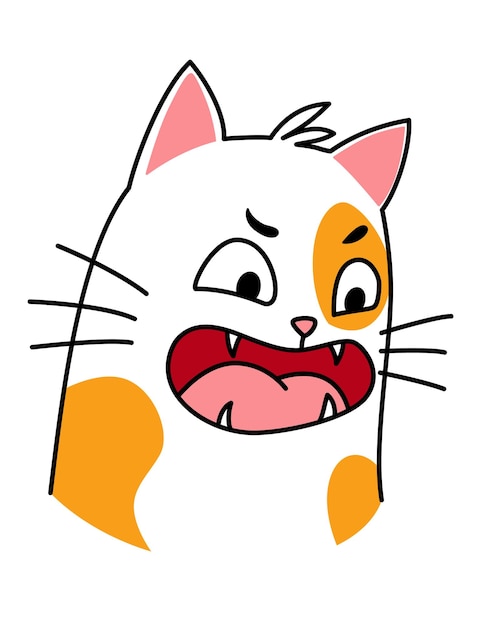 Vetor expressão de gato animal de estimação de desenho animado com emoji criativo de emoção fofa de animal doméstico ilustração em vetor de humor engraçado de gato com olhos grandes