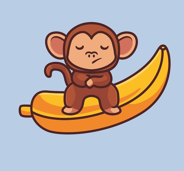 Macaco bonito em estilo simples de desenho animado