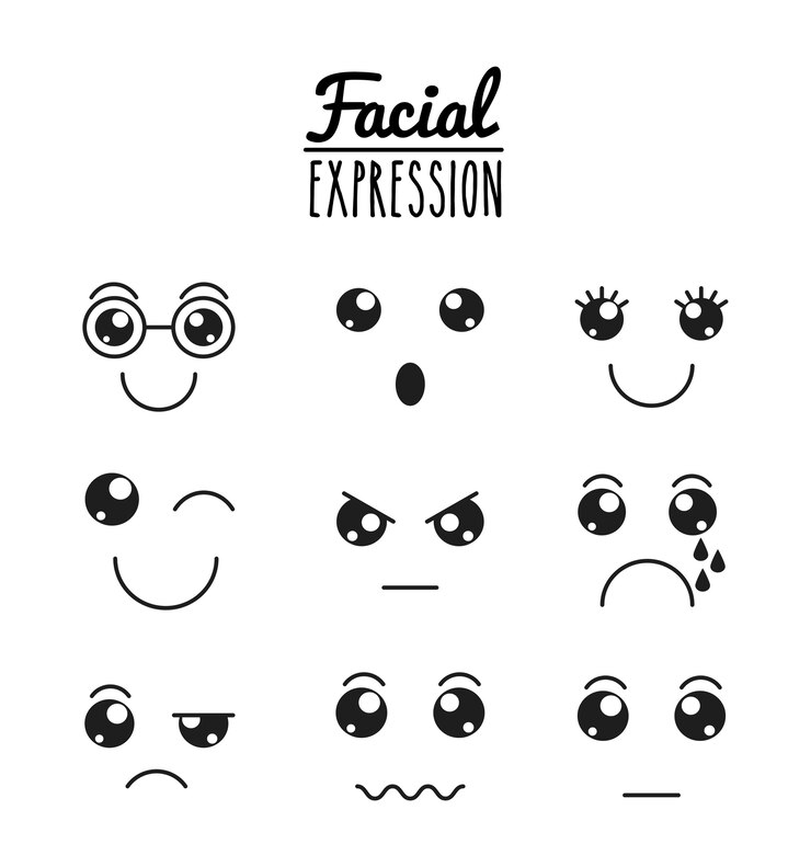 Vetor expressão divertida design facial