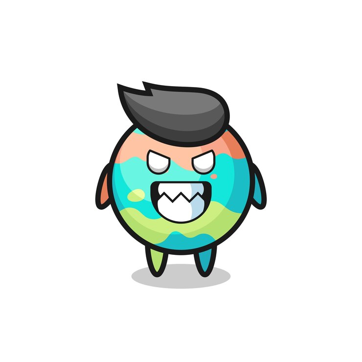 Vetor expressão do mal do personagem mascote bonito de bombas de banho, design de estilo bonito para camiseta, adesivo, elemento de logotipo
