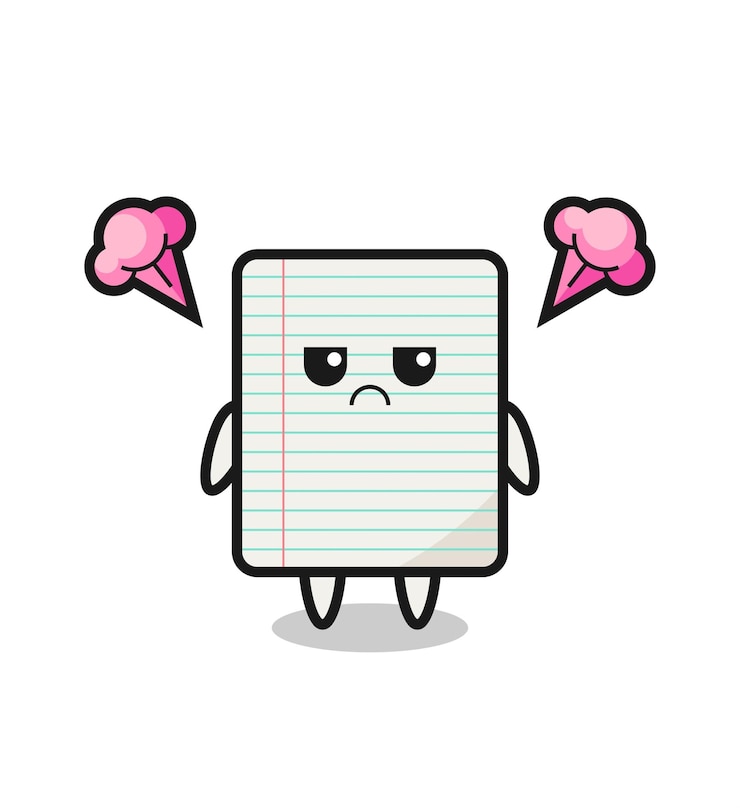 Vetor expressão irritada do personagem de desenho animado de papel fofo