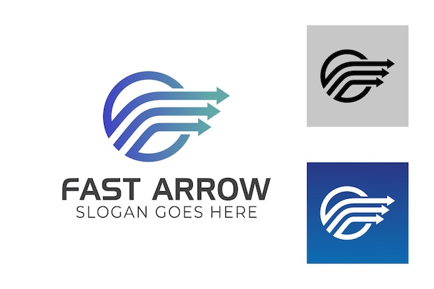 Expresso mais rápido com o símbolo de seta para modelo de logotipo de logística de entrega empresarial