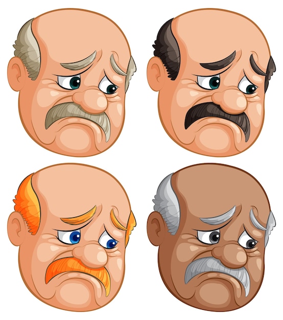 Vetor expressões da ilustração do homem idoso