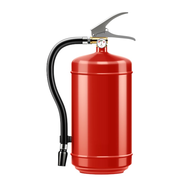 Extintor de espuma isolado em fundo branco Equipamento portátil de extinção de incêndio