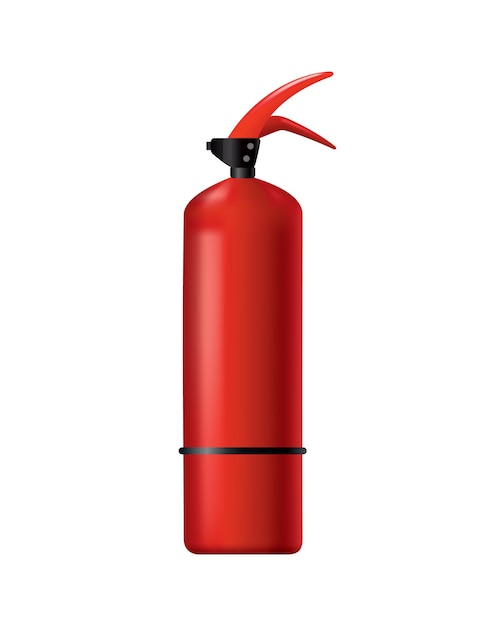 Vetor extintor de incêndio vermelho. unidade de combate a incêndio portátil isolada. ferramenta de bombeiro para atenção no combate às chamas. equipamento portátil de extinção de incêndios. ilustração em vetor de equipamentos de segurança.