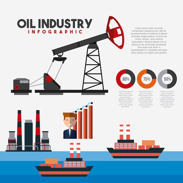 Vetor extração de logística de transporte infográfico da indústria do petróleo