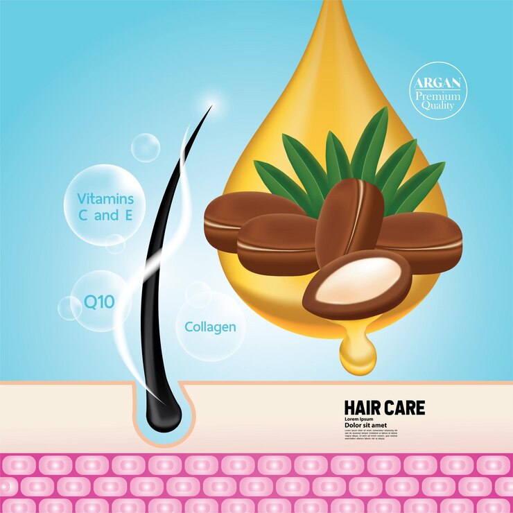 Vetor extrato de argão para ilustração de produtos para o cabelo
