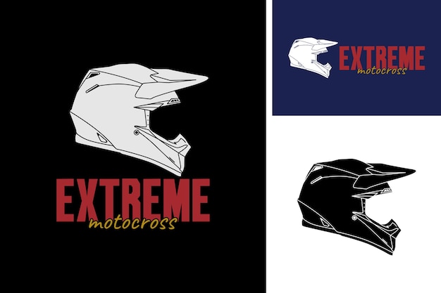 Vetor extreme motocross helmet logo design motocross rider rally helmet símbolo rótulo vector inspiração