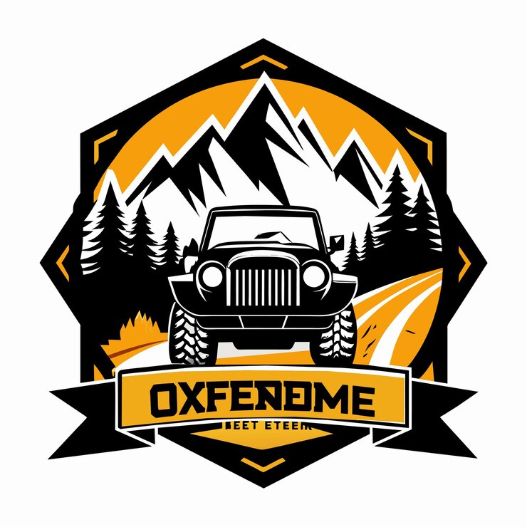 Vetor extreme offroad jeep logo silhueta offroad suv carro rótulos monocromáticos