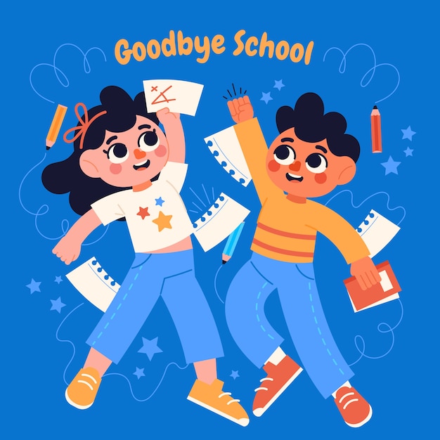 Extremidade plana da ilustração da escola