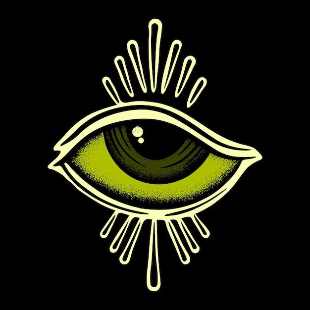 Eye vinttage art ilustração vetor premium estilo desenhado à mão para tatuagem, adesivo, logotipo etc