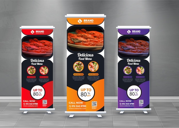 EyecatchingVibrant e Versátil RollUp Banners modelo de design