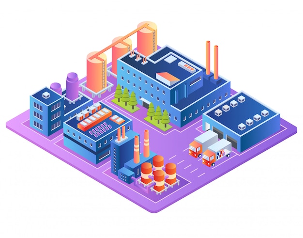 Fábrica, indústria de combustível, edifícios de plantas de refinaria